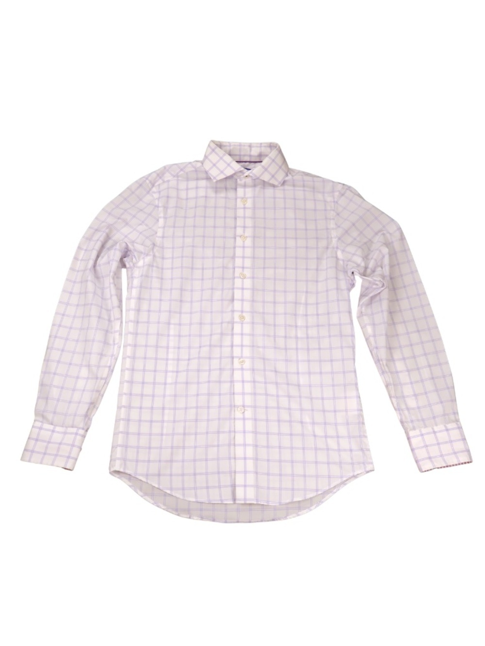 Egara Pink Blue Windowpane Button Up Shirt Men Small Non-Iron Slim Fit